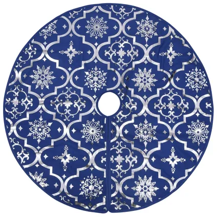 vidaXL Jupe de sapin de Noël de luxe avec chaussette Bleu 122 cm 3
