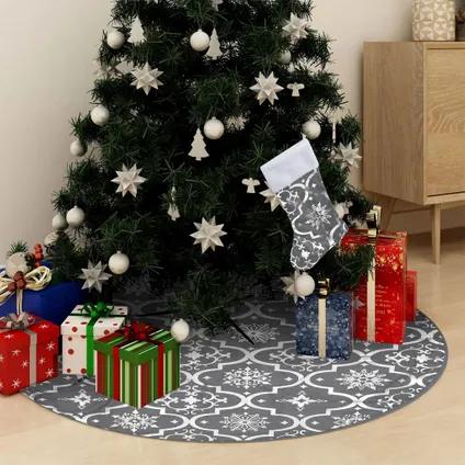 vidaXL Kerstboomrok luxe met sok 90 cm stof grijs 2