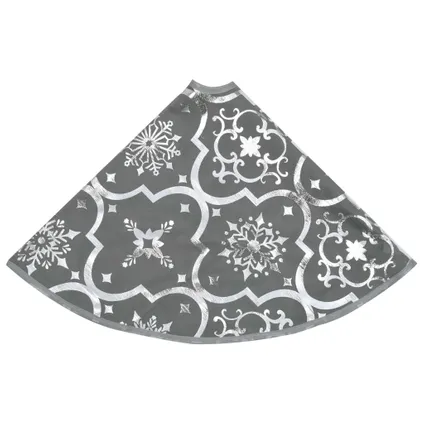 vidaXL Jupe de sapin de Noël de luxe avec chaussette Gris 90 cm 5
