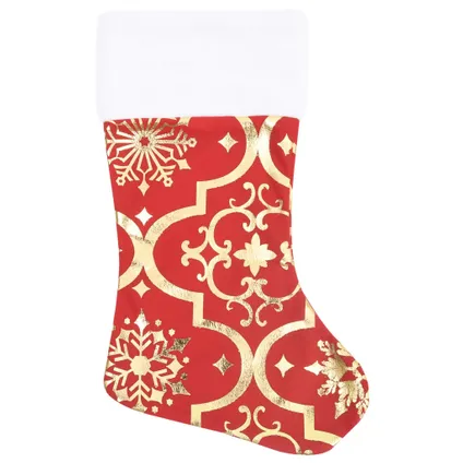 vidaXL Jupe de sapin de Noël de luxe avec chaussette Rouge 90 cm 4
