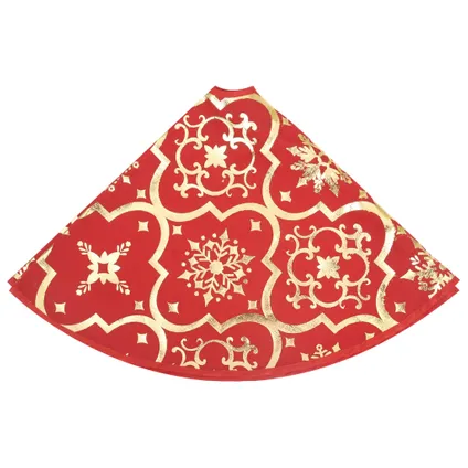 vidaXL Jupe de sapin de Noël de luxe avec chaussette Rouge 90 cm 6