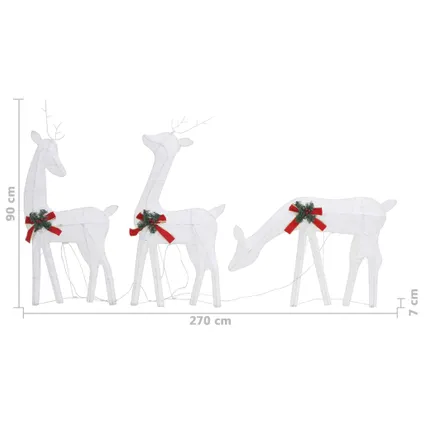 vidaXL Famille de rennes de Noël 270x7x90 cm Blanc Blanc froid 10