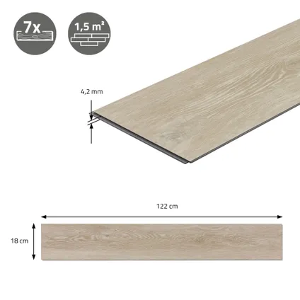 ML-Design Deluxe PVC vloeren, Click Vinyl planken, vinyl vloeren, 122cm x 18cm x 4,2mm 6