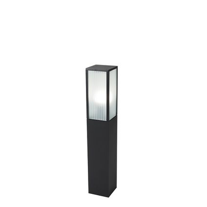 QAZQA Lampe d'extérieur sur pied intelligente noire avec verre nervuré 80 cm avec WiFi A60 - Charlois