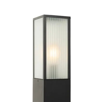 QAZQA Smart staande buitenlamp zwart met ribbel glas 80 cm incl. Wifi A60 - Charlois 6