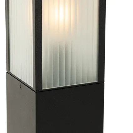 QAZQA Smart staande buitenlamp zwart met ribbel glas 80 cm incl. Wifi A60 - Charlois 7