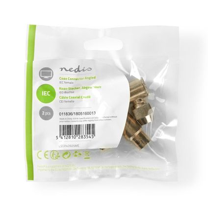 Connecteur coaxial Nedis IEC Fresh Green coudé - femelle argent