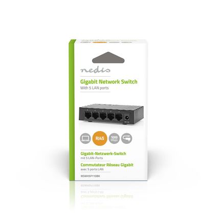 Commutateur de réseau Nedis - 5 ports Ethernet noir