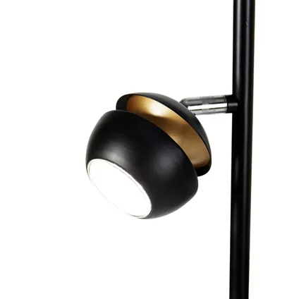 QAZQA Lampadaire intelligent noir avec intérieur doré avec 3 WiFi GU10 - Buell 6