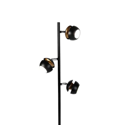 QAZQA Smart vloerlamp zwart met gouden binnenkant incl. 3 Wifi GU10 - Buell 9