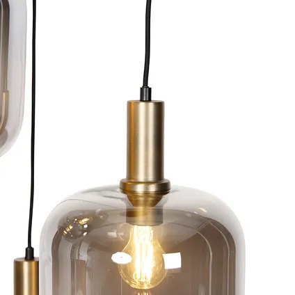 QAZQA Smart hanglamp zwart met smoke glas 3-lichts incl. Wifi A60 - Zuzanna 6