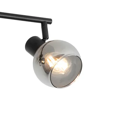 QAZQA Smart plafondlamp zwart met smoke glas incl. 4 Wifi P45 - Vidro 6