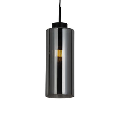 QAZQA Art Deco hanglamp zwart met smoke glas - Laura