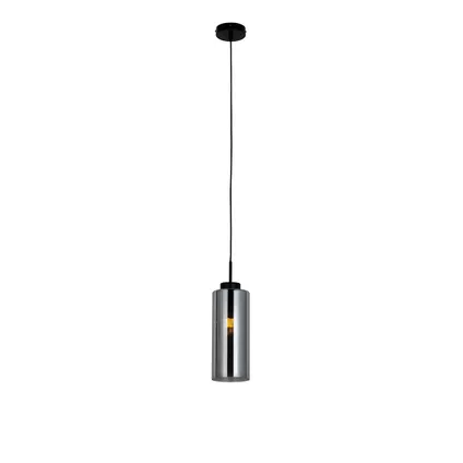 QAZQA Art Deco hanglamp zwart met smoke glas - Laura 3