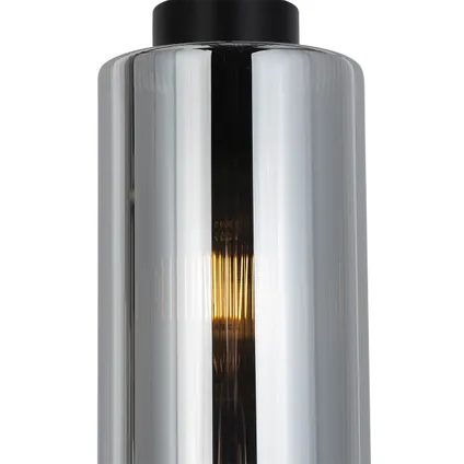 QAZQA Art Deco hanglamp zwart met smoke glas - Laura 5