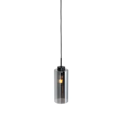 QAZQA Art Deco hanglamp zwart met smoke glas - Laura 6