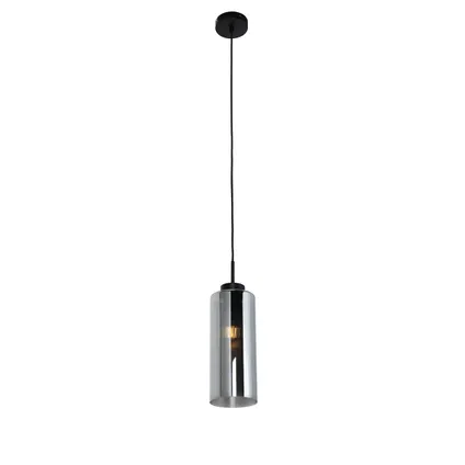 QAZQA Art Deco hanglamp zwart met smoke glas - Laura 7