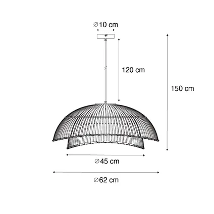 QAZQA Oosterse hanglamp zwart met naturel bamboe 62 cm - Pua 4