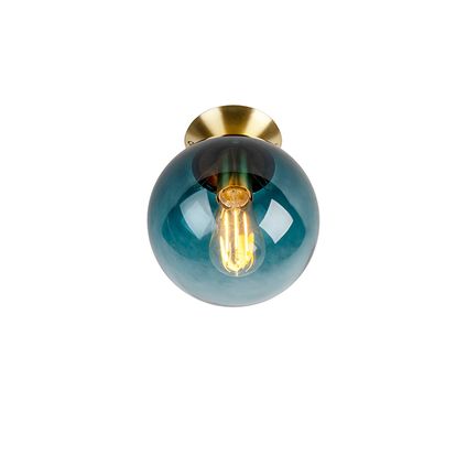 QAZQA Smart plafondlamp messing met oceaanblauw glas incl. Wifi ST64 - Pallon