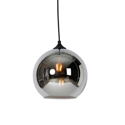QAZQA Lampe suspendue intelligente noire avec verre fumé avec WiFi A60 - Wallace