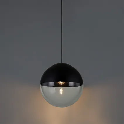 QAZQA Retro hanglamp zwart met helder glas 35 cm - Eclipse 10