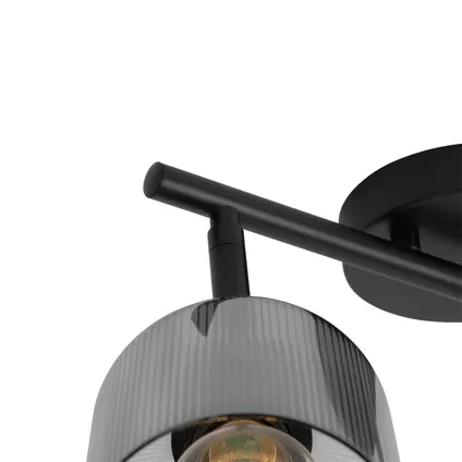 QAZQA Spot de plafond noir avec verre fumé 2 lumières orientable - Laura 5