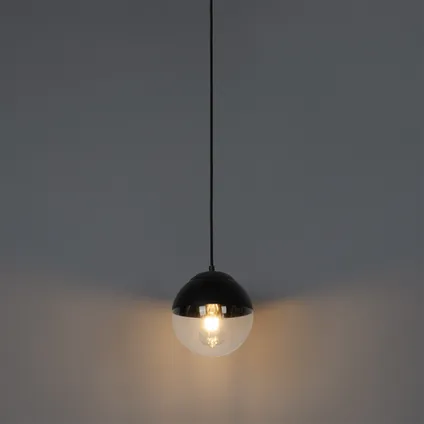 QAZQA Retro hanglamp zwart met helder glas 20 cm - Eclipse 10