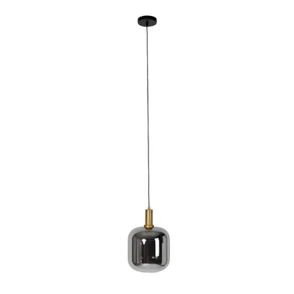 QAZQA Hanglamp zwart met goud en smoke glas incl. PUCC - Zuzanna 3
