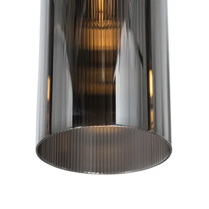 QAZQA Art Deco hanglamp zwart met smoke glas 7-lichts - Laura 6