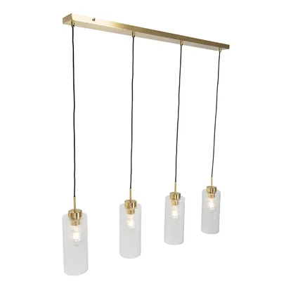 QAZQA Lampe à suspension Art Déco dorée avec verre 4 lumières - Laura 6