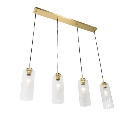 QAZQA Art Deco hanglamp goud met glas 4-lichts - Laura 7