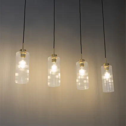 QAZQA Art Deco hanglamp goud met glas 4-lichts - Laura 10