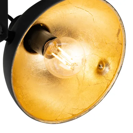 QAZQA Industriële plafondlamp zwart met goud 3-lichts verstelbaar - Magnax 2