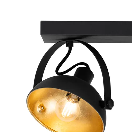 QAZQA Industriële plafondlamp zwart met goud 3-lichts verstelbaar - Magnax 5