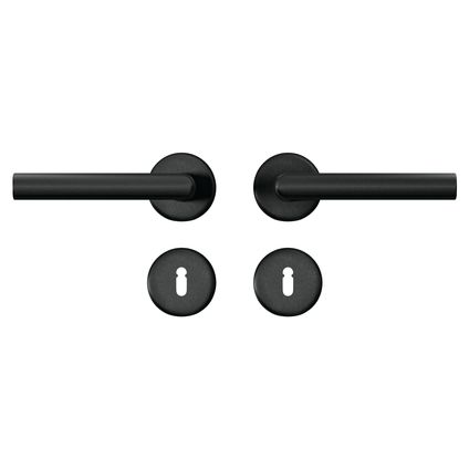 deurkruk Milan curve klik met rozetten aluminium zwart