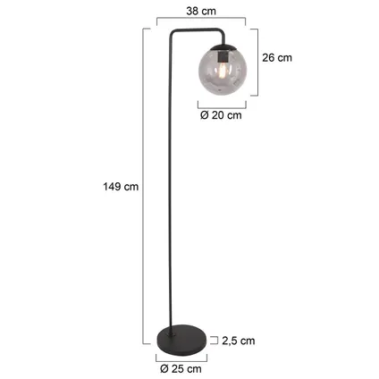 Steinhauer vloerlamp bollique H 149cm 3325 zwart 10