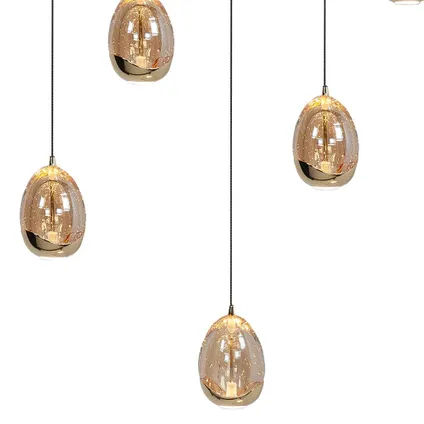Highlight hanglamp Golden Egg 8 lichts L 115 x B 18cm amber-zwart 2
