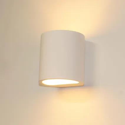 Artdelight wandlamp Plaster rond H 12cm Gips excl. G9 wit