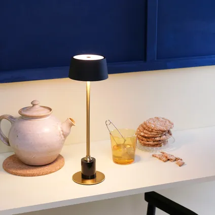 Lampe de Table Dyberg Larsen Yoyo marbre/laiton Ø10cm LED 9