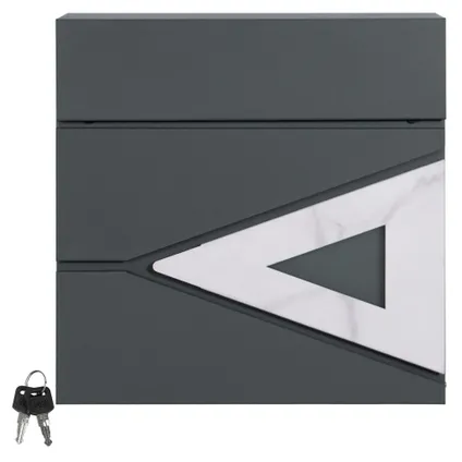 Boîte aux lettres ML-Design 37x36,5x11 cm anthracite/blanc aspect marbre, acier
