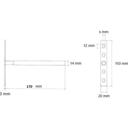 Onzichtbare plankdrager - 170mm - Per 2 stuks 2