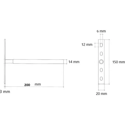 Onzichtbare plankdrager - 200mm - Per 2 stuks 2
