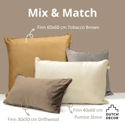 Dutch Decor - kussenhoes - Finn - 60x60 cm - Tobacco Brown - met rits 5