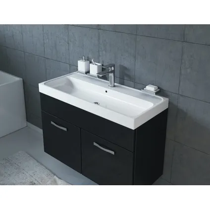 Meuble de salle de bain Paso 01 - Badplaats - 80 cm - Noir brillant - Armoire 4