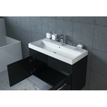 Meuble de salle de bain Paso 01 - Badplaats - 80 cm - Noir brillant - Armoire 5