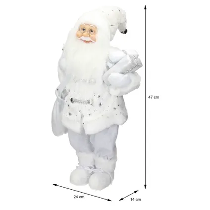 Figurine de Père Noël Traditionnelle ECD Germany en Polyrésine, 24x 14x47 cm, Décoration Blanc 6