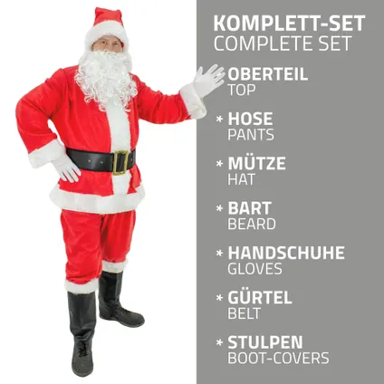 Costume de Père Noël ECD Germany 9 Pièces avec Bonnet, Barbe, Ceinture, Gants, Taille Unique S-XL 4