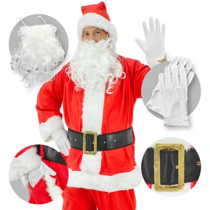 Costume de Père Noël ECD Germany 9 Pièces avec Bonnet, Barbe, Ceinture, Gants, Taille Unique S-XL 5