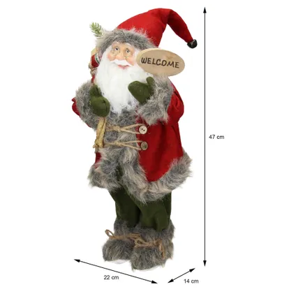 Figurine de Père Noël Traditionnelle ECD Germany en Polyrésine, 22x 14x47 cm, Décoration Rouge Vert 6