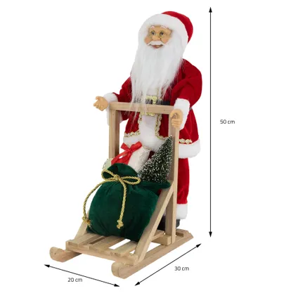 Père Noël Debout sur son Traîneau ECD Germany 30x20x50cm, Polyrésine-Bois, Décoration Sapin de Noël 7
